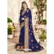 Navy Blue Georgette Heavy Embroidered Designer Saree