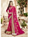 Gorgeous Rose Red Georgette Heavy Embroidered Designer Saree