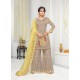 Taupe Pure Maslin Silk Hand Worked Sarara Suit