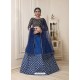 Navy Blue Pure Bangalore Silk Stone Hand Worked Designer Lehenga Choli