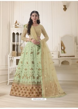 Sea Green Pure Bangalore Silk Stone Hand Worked Designer Lehenga Choli