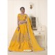 Yellow Pure Bangalore Silk Stone Hand Worked Designer Lehenga Choli