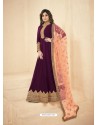 Purple Real Georgette Embroidered Designer Anarkali Suit