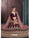 Deep Scarlet Velvet Designer Lehenga Choli