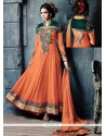 Splendid Orange Georgette Anarkali Salwar Suit