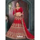 Red Velvet Designer Embroidered Lehenga Choli