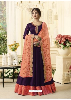 Purple Georgette Designer Embroidered Anarkali Suit
