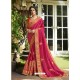 Rani Crepe Silk Thread Embroidered Wedding Saree