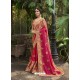 Feminine Rani Crepe Silk Thread Embroidered Wedding Saree