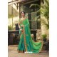 Green Crepe Silk Thread Embroidered Wedding Saree