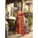 Red Crepe Silk Thread Embroidered Wedding Saree