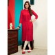 Red Heavy Rayon Katha Worked Readymade Kurti