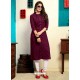 Maroon Heavy Rayon Katha Worked Readymade Kurti