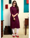 Maroon Heavy Rayon Katha Worked Readymade Kurti