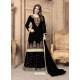 Black Faux Georgette Embroidered Palazzo Suit