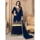 Navy Blue Faux Georgette Embroidered Palazzo Suit