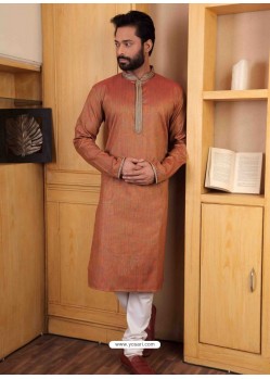 Rust Cotton Readymade Kurta Pajama