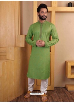 Green Cotton Readymade Kurta Pajama