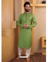 Green Cotton Readymade Kurta Pajama