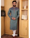 Grey Cotton Readymade Kurta Pajama