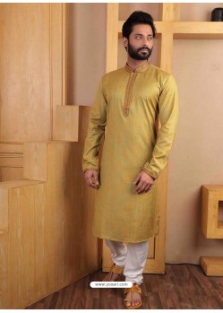 Yellow Cotton Readymade Kurta Pajama