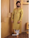 Yellow Cotton Readymade Kurta Pajama