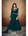 Teal Real Georgette Embroidered Designer Anarkali Suit