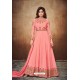 Peach Real Georgette Embroidered Designer Anarkali Suit