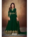 Dark Green Real Georgette Embroidered Designer Anarkali Suit