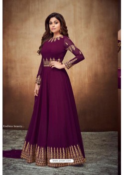 Purple Real Georgette Embroidered Designer Anarkali Suit