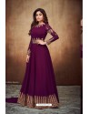 Purple Real Georgette Embroidered Designer Anarkali Suit