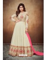 Off White Real Georgette Embroidered Designer Anarkali Suit