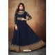 Navy Blue Real Georgette Embroidered Designer Anarkali Suit