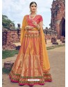 Mustard Jacquard Silk Thread Embroidered Designer Lehenga Choli