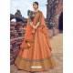 Orange Jacquard Silk Thread Embroidered Designer Lehenga Choli