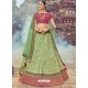 Green Jacquard Silk Thread Embroidered Designer Lehenga Choli