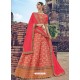 Dark Peach Jacquard Silk Thread Embroidered Designer Lehenga Choli