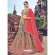 Grey Jacquard Silk Thread Embroidered Designer Lehenga Choli