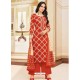 Red Heavy Chanderi Palazzo Suit