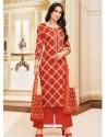 Red Heavy Chanderi Palazzo Suit