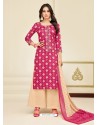 Rani And Cream Heavy Chanderi Palazzo Suit