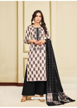 Black And Multi Colour Heavy Chanderi Palazzo Suit