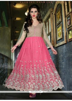 Modish Pink Net Designer Anarkali Salwar Suit