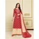 Red And Cream Printed Heavy Chanderi Palazzo Suit