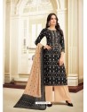 Black And Cream Printed Heavy Chanderi Palazzo Suit