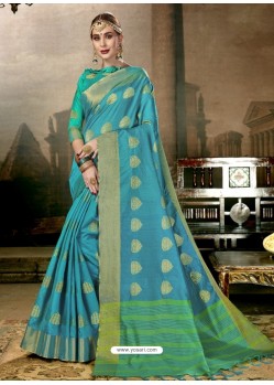 Turquoise Art Silk Designer Saree