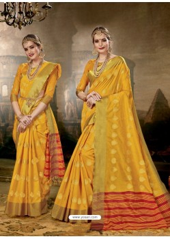 Yellow Art Silk Designer Saree