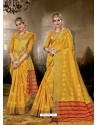 Yellow Art Silk Designer Saree