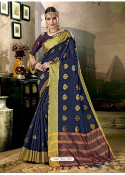 Navy Blue Art Silk Designer Saree