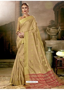 Beige Art Silk Designer Saree